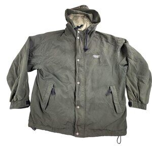 Vintage Abercrombie & Fitch Coat Mens Medium Green Hooded Parka Jacket 90s Y2K